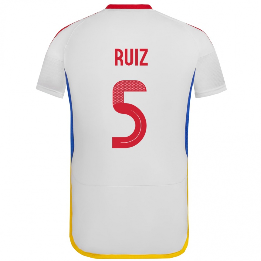 Niño Fútbol Camiseta Venezuela Emerson Ruíz #5 Blanco 2ª Equipación 24-26