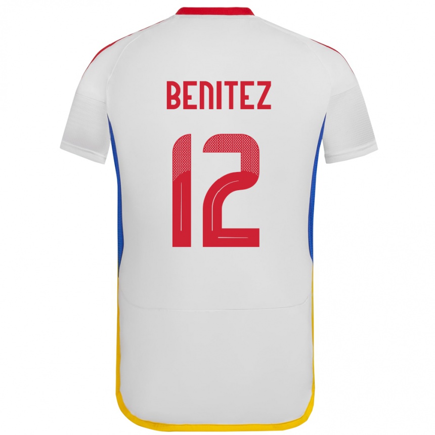 Niño Fútbol Camiseta Venezuela Frankarlos Benítez #12 Blanco 2ª Equipación 24-26