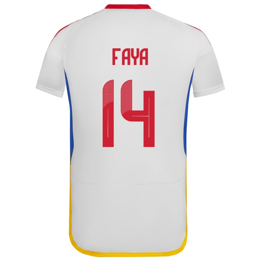 Niño Fútbol Camiseta Venezuela Carlos Faya #14 Blanco 2ª Equipación 24-26