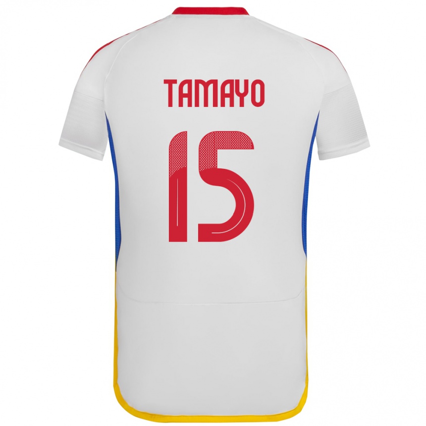 Niño Fútbol Camiseta Venezuela Bianneider Tamayo #15 Blanco 2ª Equipación 24-26