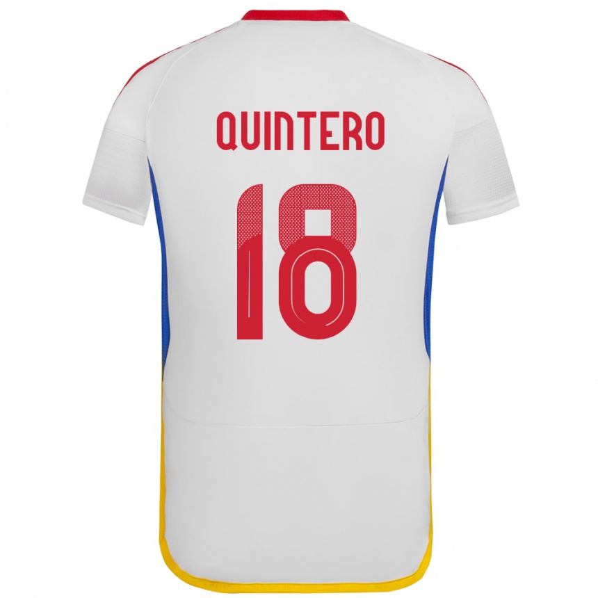 Niño Fútbol Camiseta Venezuela Jesús Quintero #18 Blanco 2ª Equipación 24-26