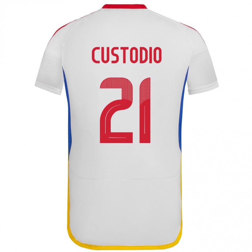 Niño Fútbol Camiseta Venezuela Alex Custodio #21 Blanco 2ª Equipación 24-26