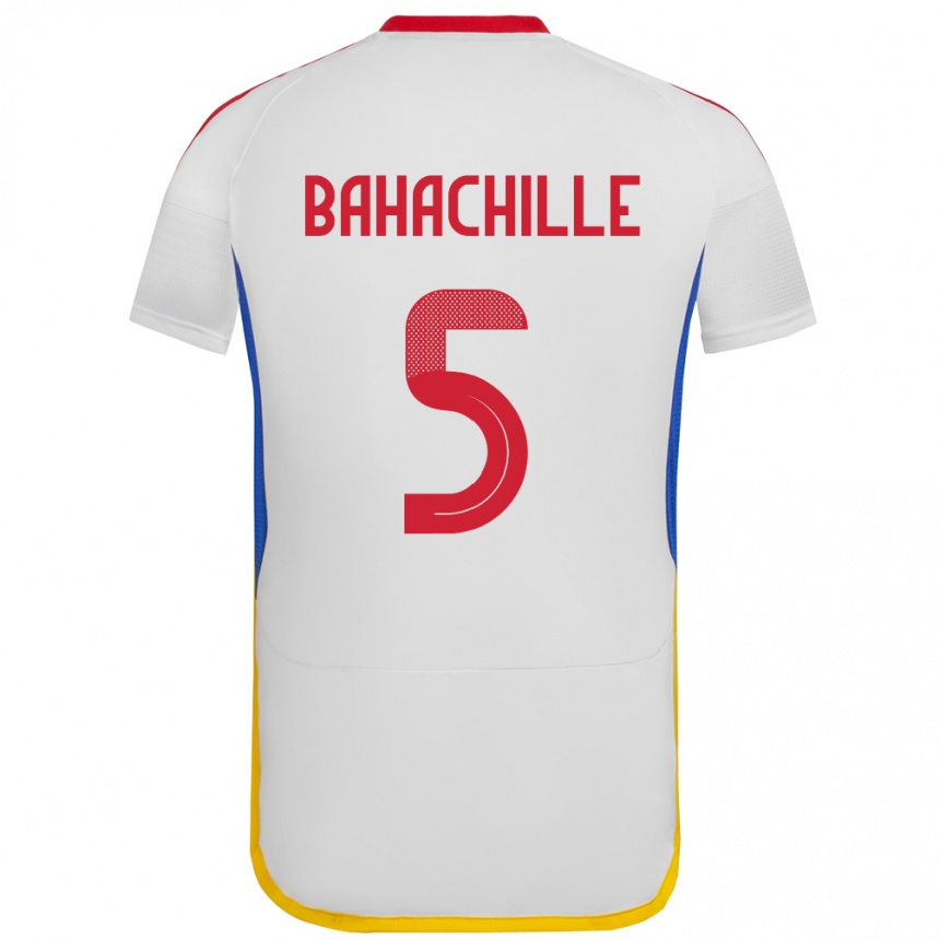 Niño Fútbol Camiseta Venezuela Abraham Bahachille #5 Blanco 2ª Equipación 24-26