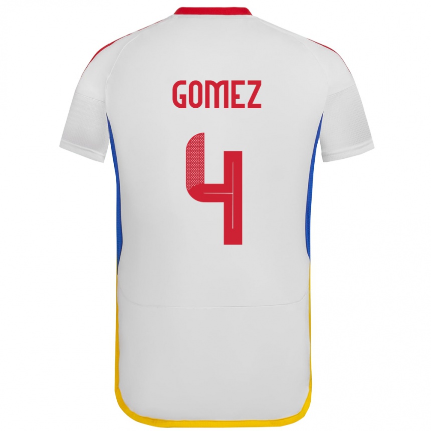 Niño Fútbol Camiseta Venezuela Santiago Gómez #4 Blanco 2ª Equipación 24-26