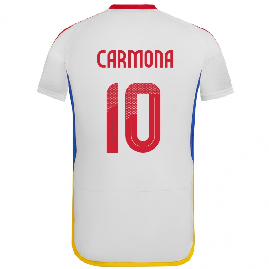 Niño Fútbol Camiseta Venezuela Wikelman Carmona #10 Blanco 2ª Equipación 24-26