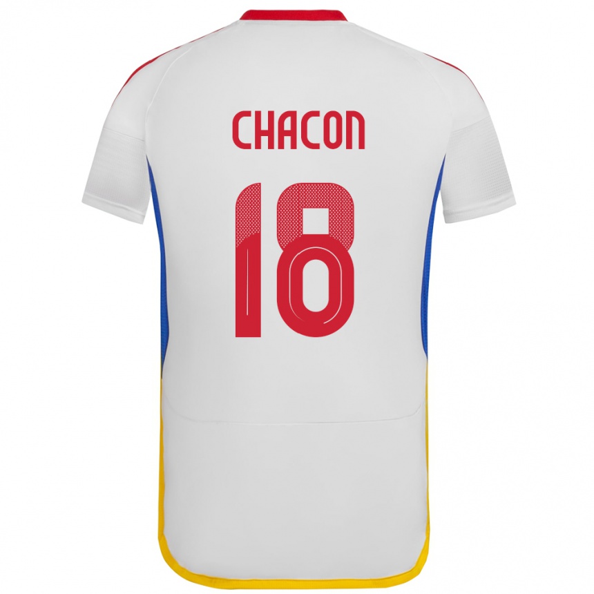 Niño Fútbol Camiseta Venezuela Yerson Chacón #18 Blanco 2ª Equipación 24-26