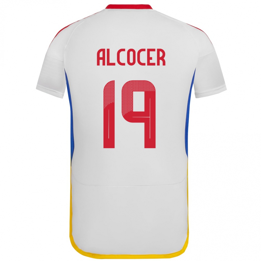 Niño Fútbol Camiseta Venezuela Brayan Alcocer #19 Blanco 2ª Equipación 24-26