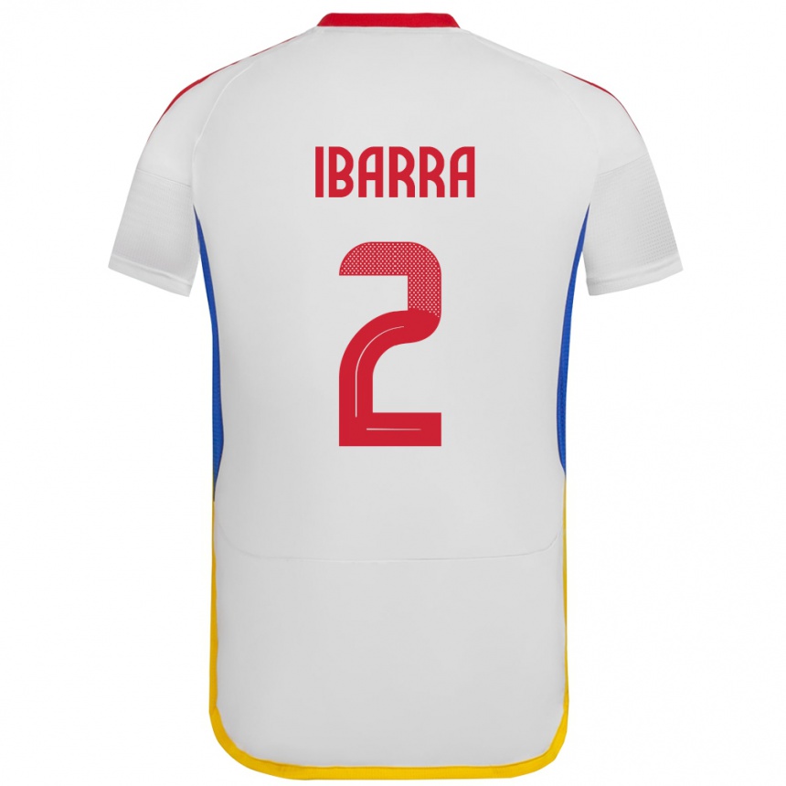 Niño Fútbol Camiseta Venezuela Pablo Ibarra #2 Blanco 2ª Equipación 24-26