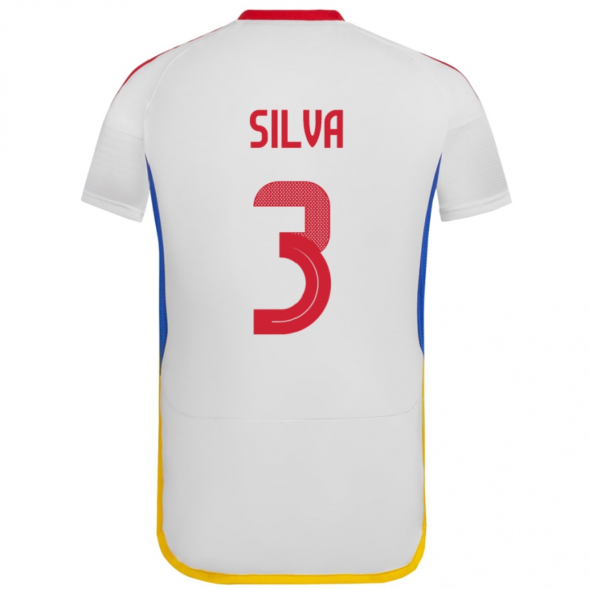 Niño Fútbol Camiseta Venezuela Santiago Silva #3 Blanco 2ª Equipación 24-26