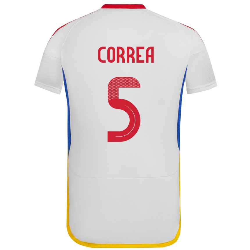 Niño Fútbol Camiseta Venezuela José Correa #5 Blanco 2ª Equipación 24-26