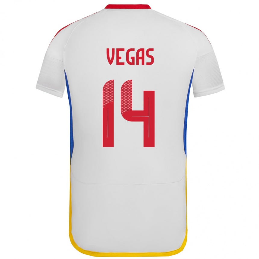 Niño Fútbol Camiseta Venezuela Miguel Vegas #14 Blanco 2ª Equipación 24-26