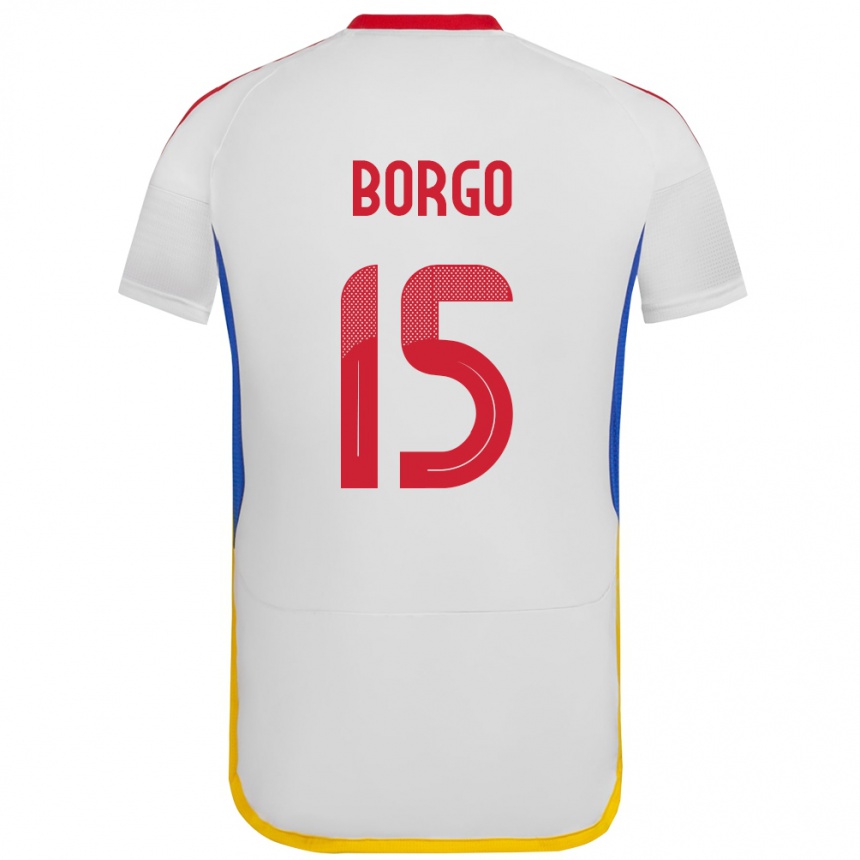 Niño Fútbol Camiseta Venezuela Ángel Borgo #15 Blanco 2ª Equipación 24-26