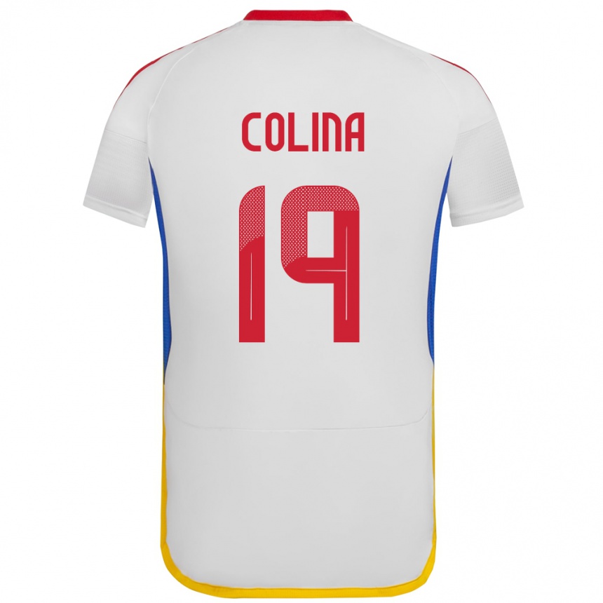 Niño Fútbol Camiseta Venezuela Junior Colina #19 Blanco 2ª Equipación 24-26