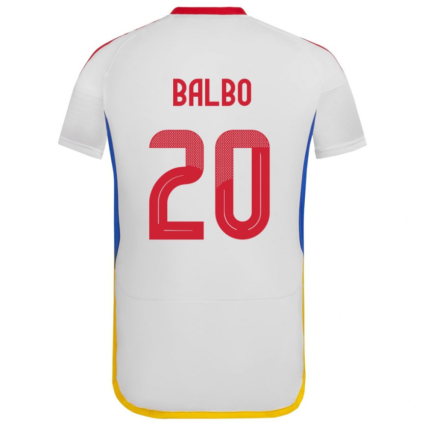 Niño Fútbol Camiseta Venezuela Luis Balbo #20 Blanco 2ª Equipación 24-26