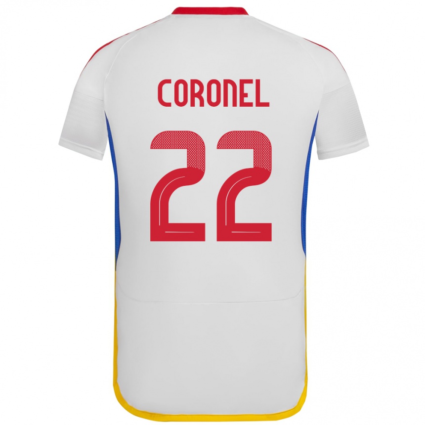 Niño Fútbol Camiseta Venezuela Nohelis Coronel #22 Blanco 2ª Equipación 24-26