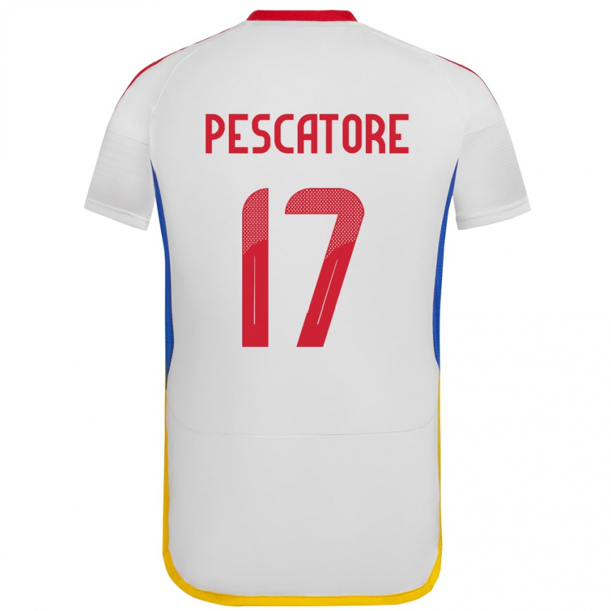 Niño Fútbol Camiseta Venezuela Camila Pescatore #17 Blanco 2ª Equipación 24-26