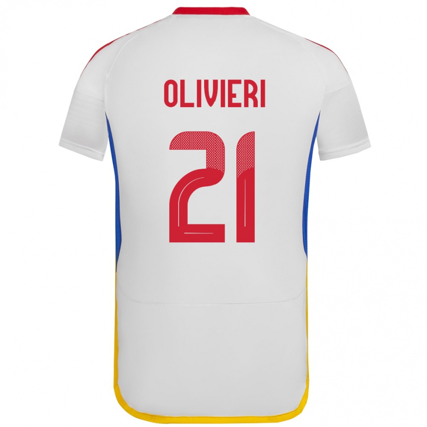 Niño Fútbol Camiseta Venezuela Bárbara Olivieri #21 Blanco 2ª Equipación 24-26