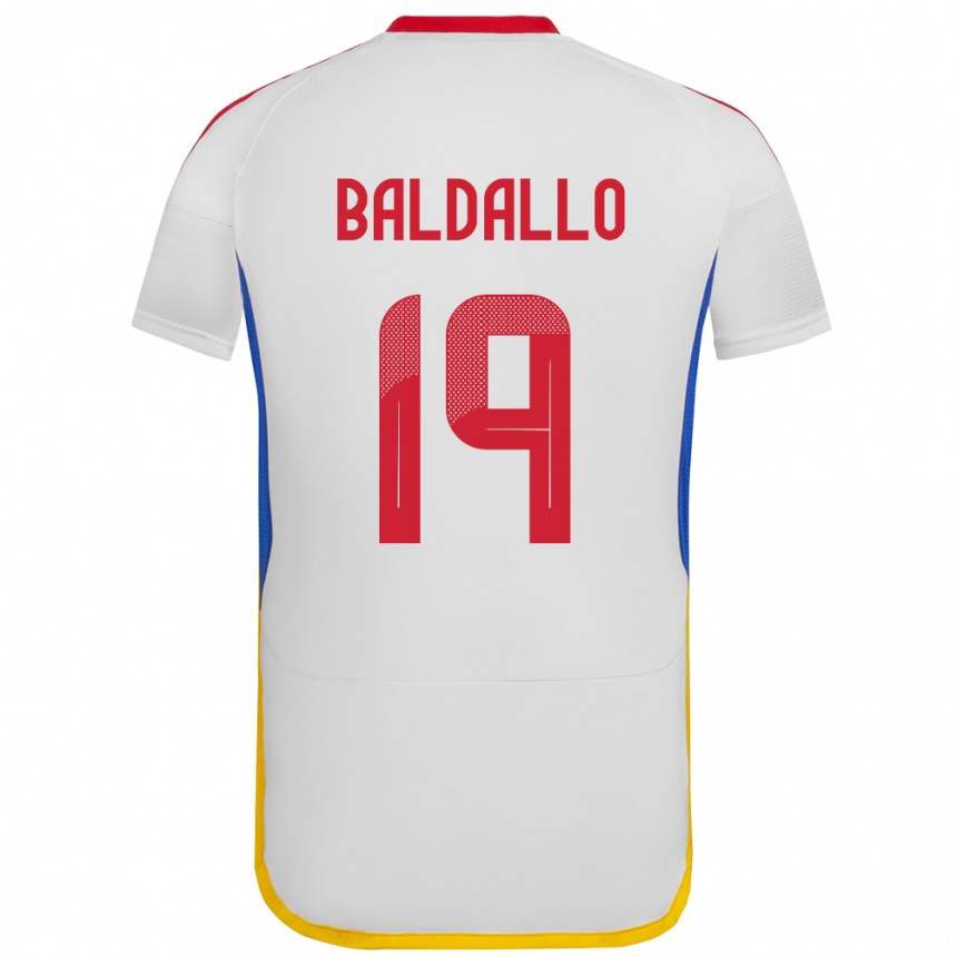 Niño Fútbol Camiseta Venezuela Micheel Baldallo #19 Blanco 2ª Equipación 24-26