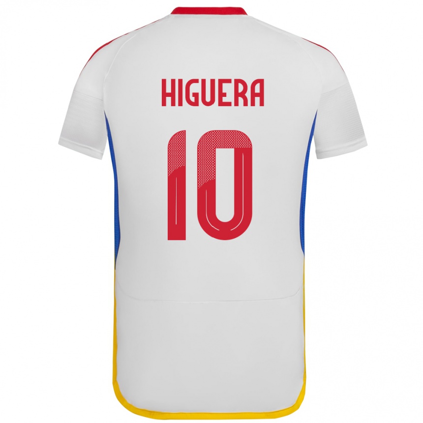 Niño Fútbol Camiseta Venezuela Enyerliannys Higuera #10 Blanco 2ª Equipación 24-26