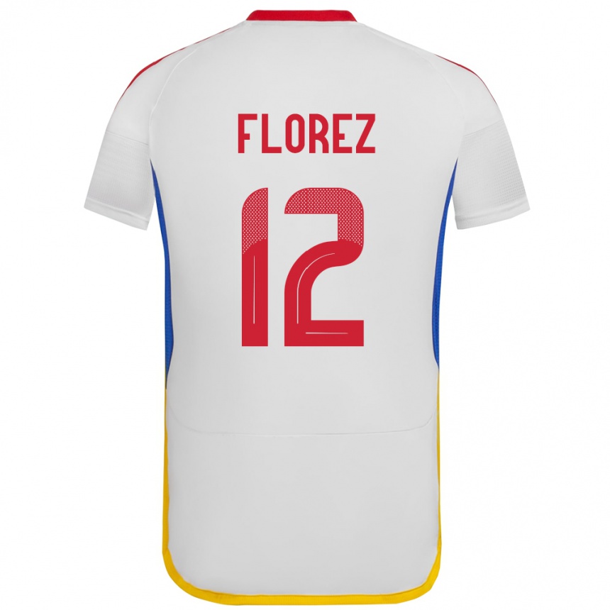 Niño Fútbol Camiseta Venezuela Génesis Flórez #12 Blanco 2ª Equipación 24-26