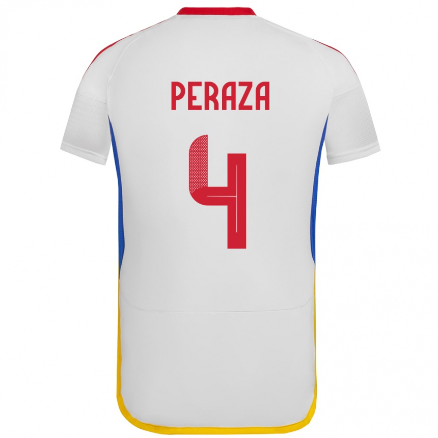 Niño Fútbol Camiseta Venezuela María Peraza #4 Blanco 2ª Equipación 24-26