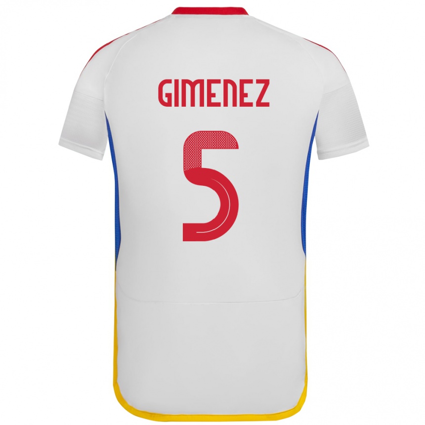 Niño Fútbol Camiseta Venezuela Yenifer Giménez #5 Blanco 2ª Equipación 24-26