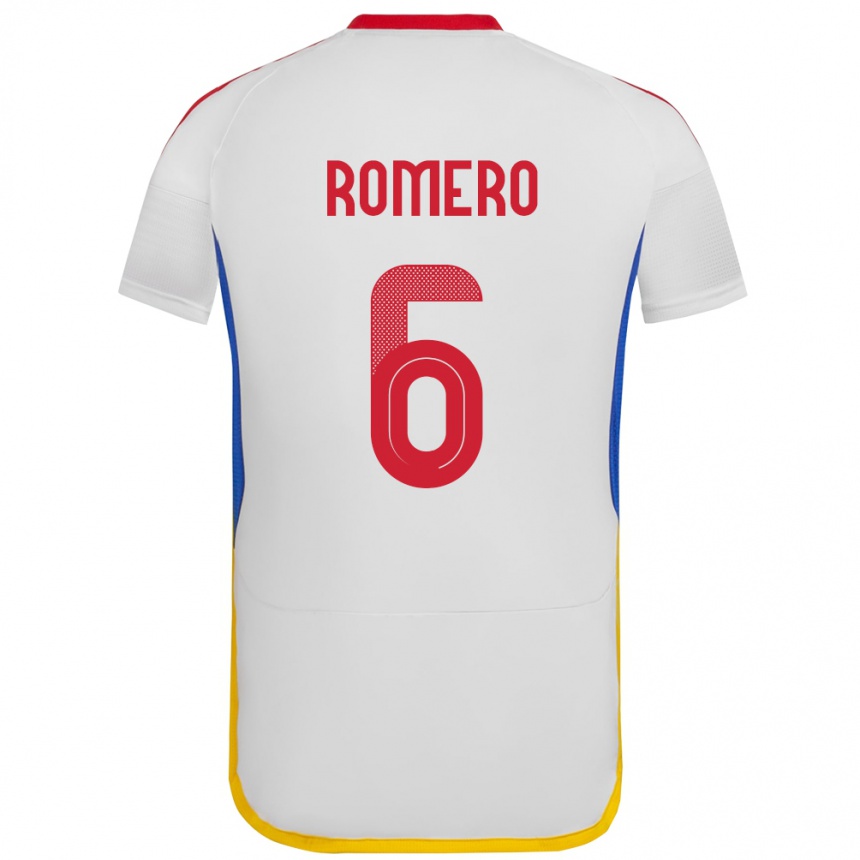 Niño Fútbol Camiseta Venezuela Michelle Romero #6 Blanco 2ª Equipación 24-26