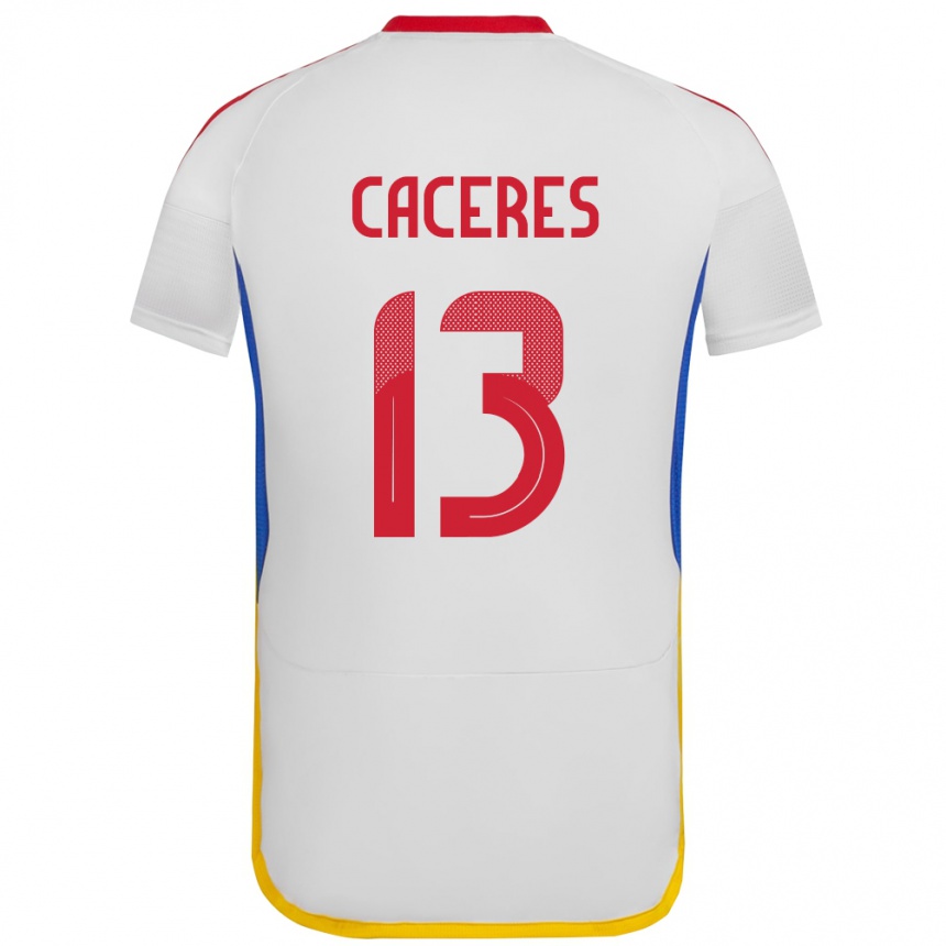 Niño Fútbol Camiseta Venezuela Nayluisa Cáceres #13 Blanco 2ª Equipación 24-26