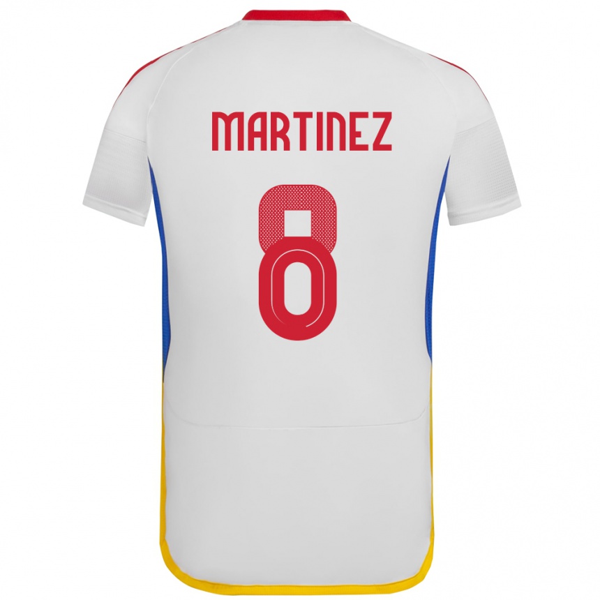 Niño Fútbol Camiseta Venezuela Bárbara Martínez #8 Blanco 2ª Equipación 24-26