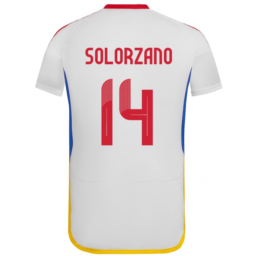 Niño Fútbol Camiseta Venezuela Fabiola Solórzano #14 Blanco 2ª Equipación 24-26