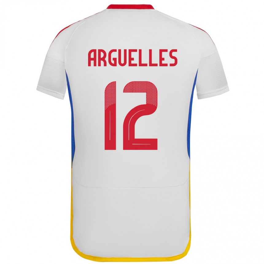 Niño Fútbol Camiseta Venezuela Wilmary Argüelles #12 Blanco 2ª Equipación 24-26