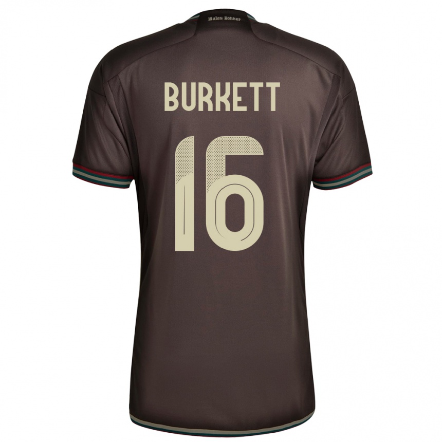 Niño Fútbol Camiseta Jamaica Brian Burkett #16 Marrón Noche 2ª Equipación 24-26