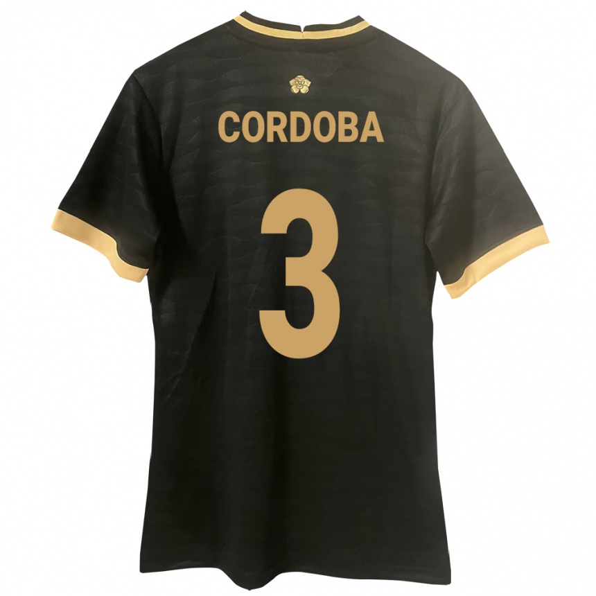 Niño Fútbol Camiseta Panamá José Córdoba #3 Negro 2ª Equipación 24-26