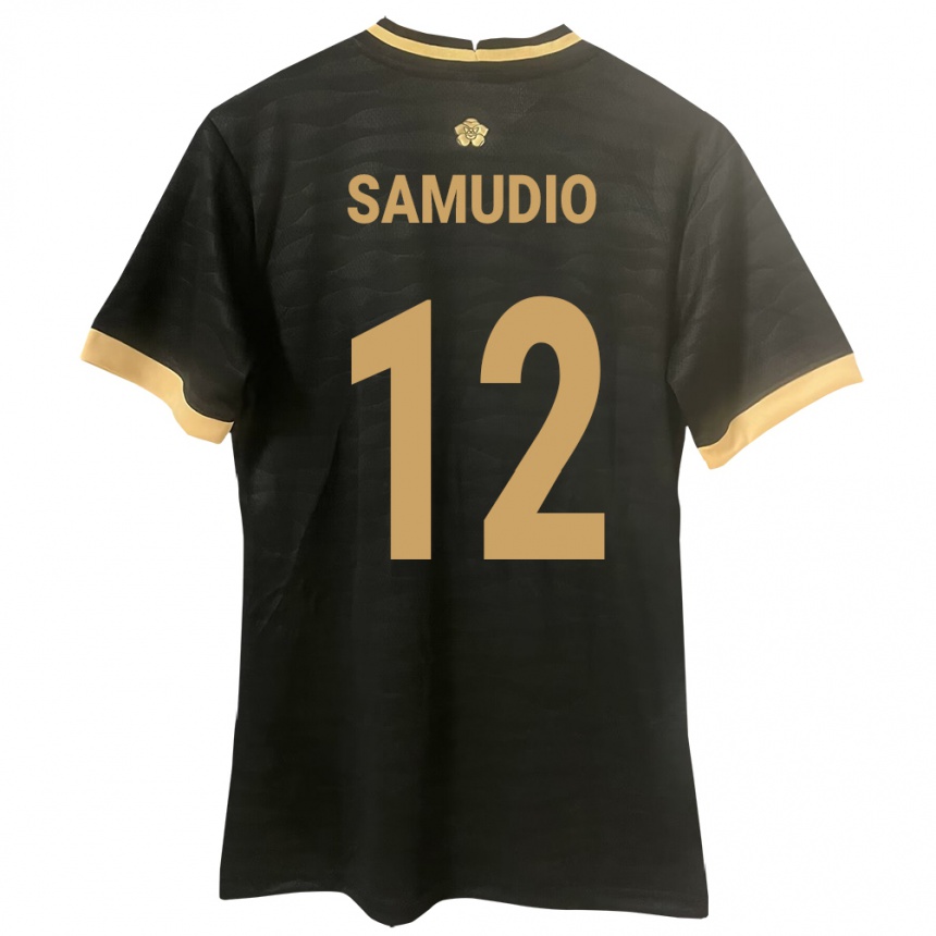 Niño Fútbol Camiseta Panamá César Samudio #12 Negro 2ª Equipación 24-26