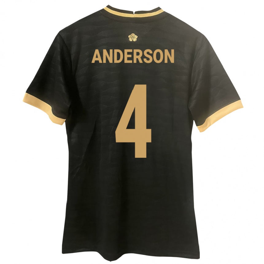 Niño Fútbol Camiseta Panamá Eduardo Anderson #4 Negro 2ª Equipación 24-26