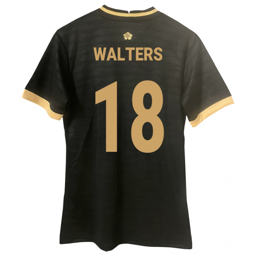 Niño Fútbol Camiseta Panamá Kairo Walters #18 Negro 2ª Equipación 24-26