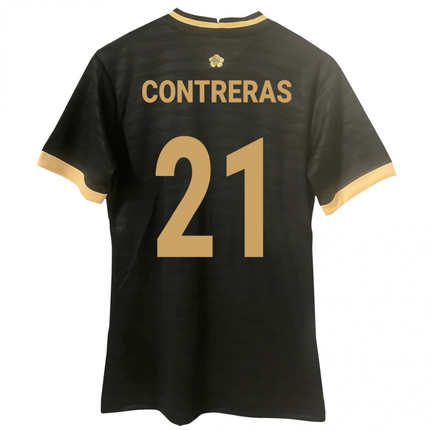 Niño Fútbol Camiseta Panamá Davis Contreras #21 Negro 2ª Equipación 24-26