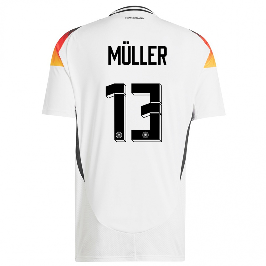 Hombre Fútbol Camiseta Alemania Thomas Muller #13 Blanco 1ª Equipación 24-26