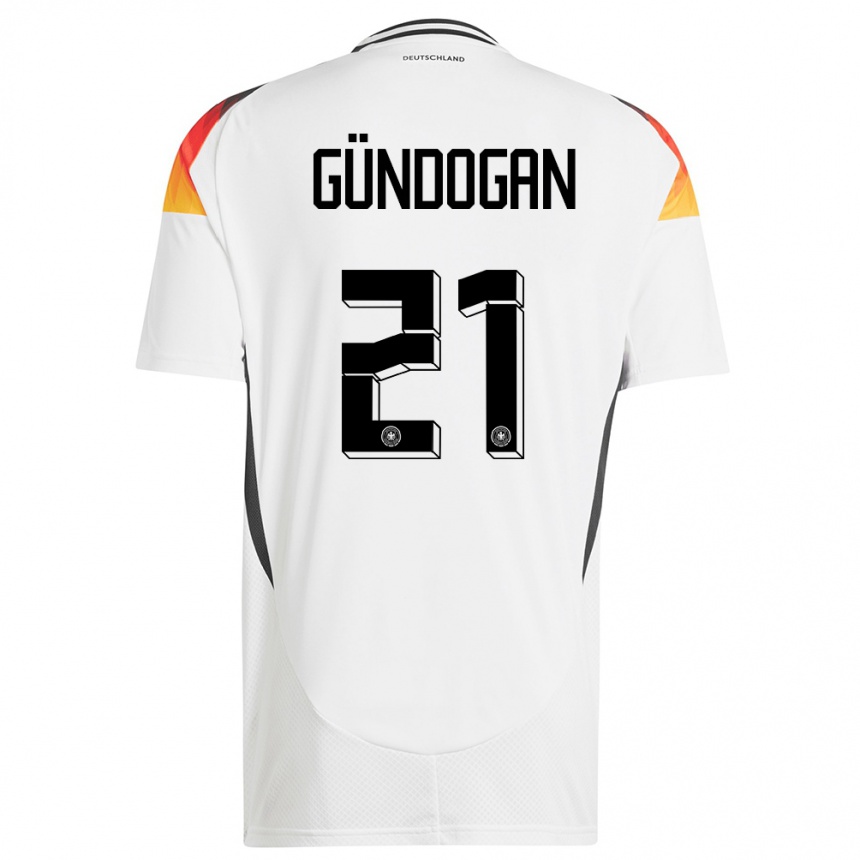 Hombre Fútbol Camiseta Alemania Ilkay Gundogan #21 Blanco 1ª Equipación 24-26
