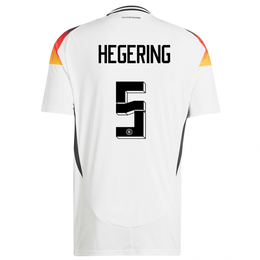 Hombre Fútbol Camiseta Alemania Marina Hegering #5 Blanco 1ª Equipación 24-26