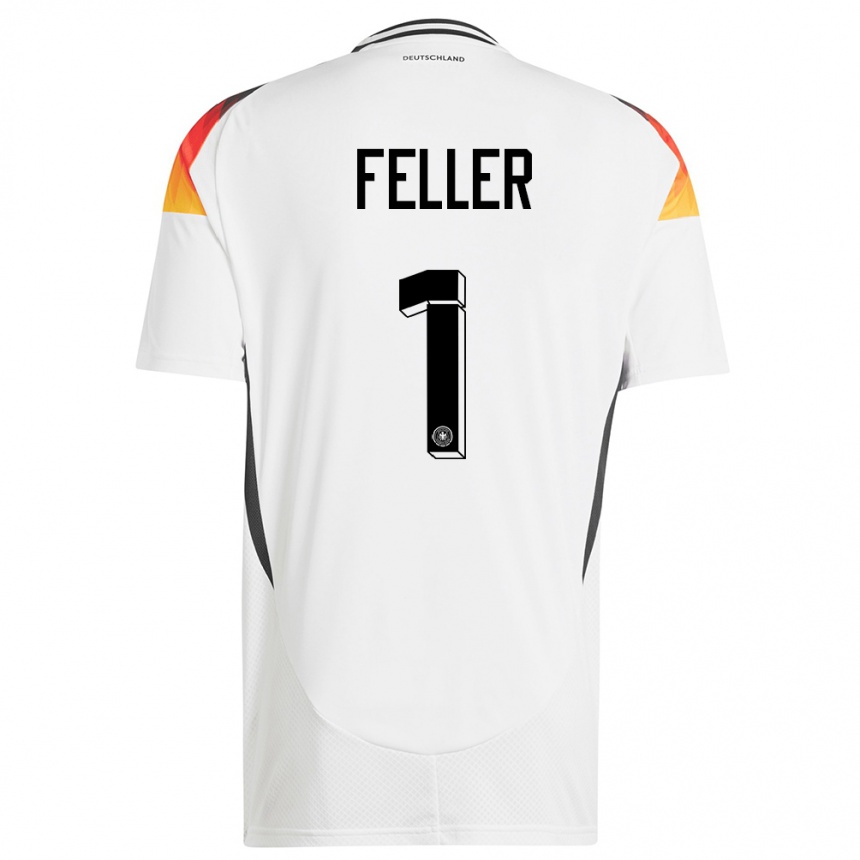 Hombre Fútbol Camiseta Alemania Frank Feller #1 Blanco 1ª Equipación 24-26