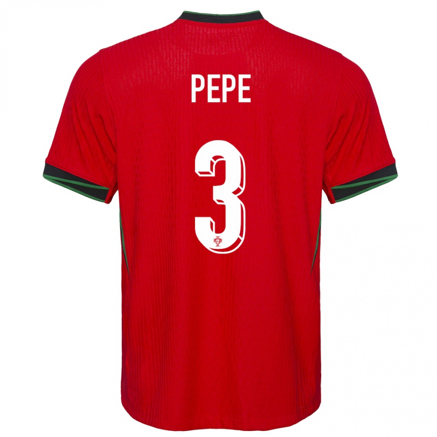 Hombre Fútbol Camiseta Portugal Pepe #3 Rojo 1ª Equipación 24-26