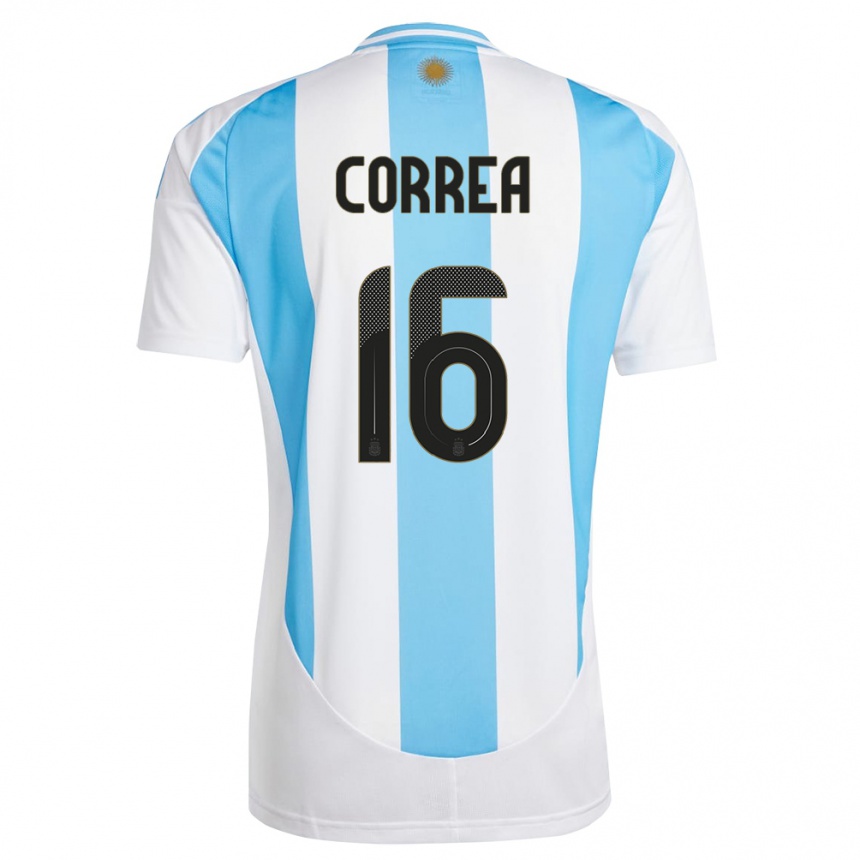 Hombre Fútbol Camiseta Argentina Angel Correa #16 Blanco Azul 1ª Equipación 24-26