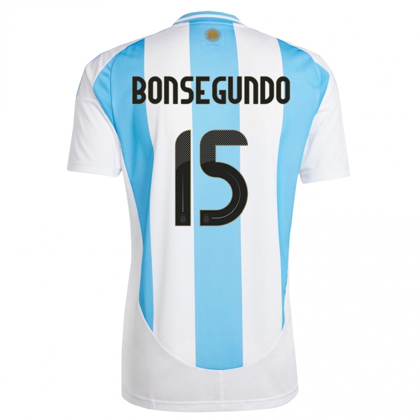 Hombre Fútbol Camiseta Argentina Florencia Bonsegundo #15 Blanco Azul 1ª Equipación 24-26