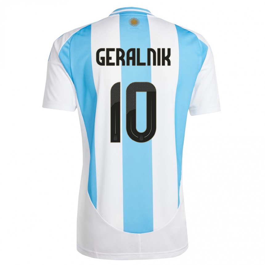 Hombre Fútbol Camiseta Argentina Tiago Geralnik #10 Blanco Azul 1ª Equipación 24-26