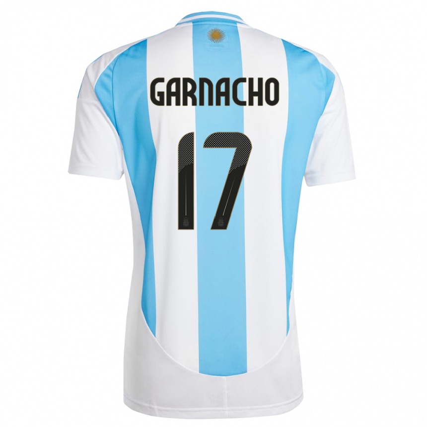 Hombre Fútbol Camiseta Argentina Alejandro Garnacho #17 Blanco Azul 1ª Equipación 24-26