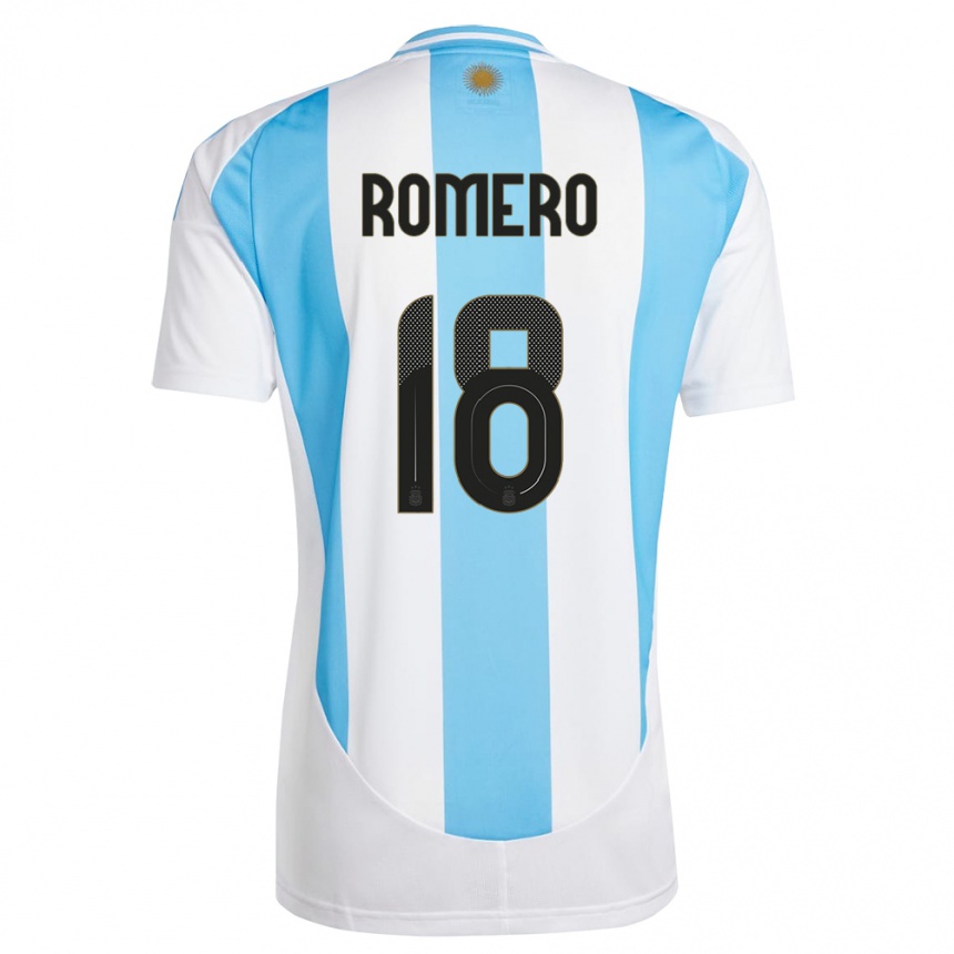 Hombre Fútbol Camiseta Argentina Luka Romero #18 Blanco Azul 1ª Equipación 24-26