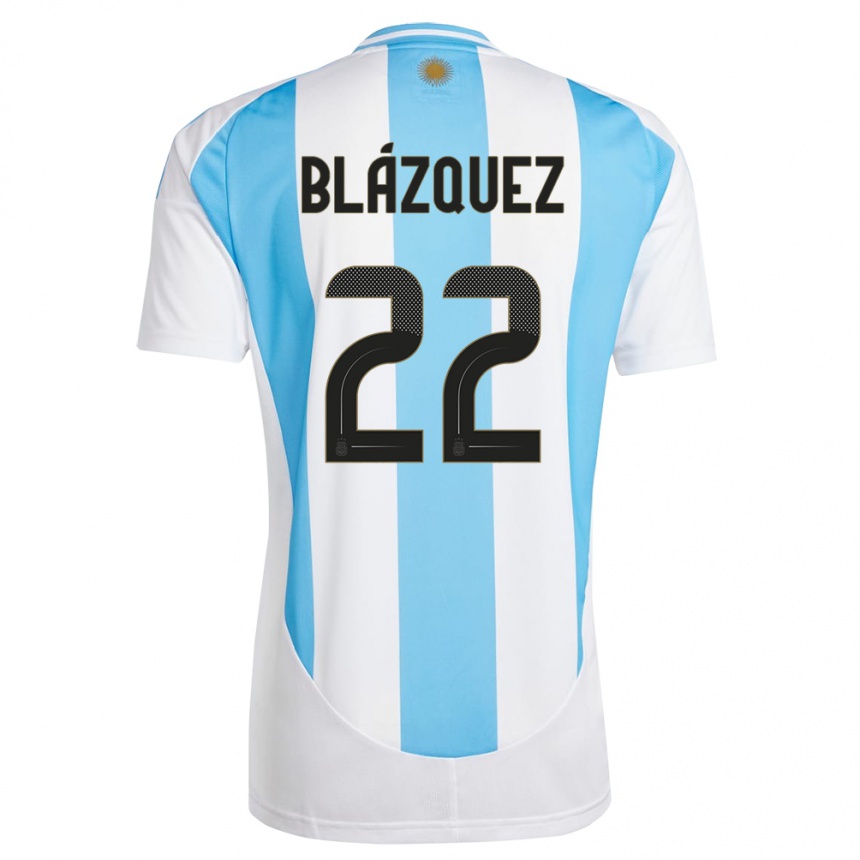Hombre Fútbol Camiseta Argentina Joaquin Blazquez #22 Blanco Azul 1ª Equipación 24-26