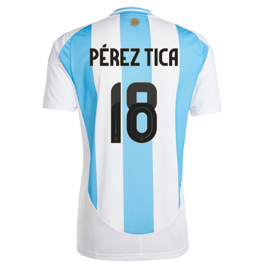 Hombre Fútbol Camiseta Argentina Jeremias Perez Tica #18 Blanco Azul 1ª Equipación 24-26