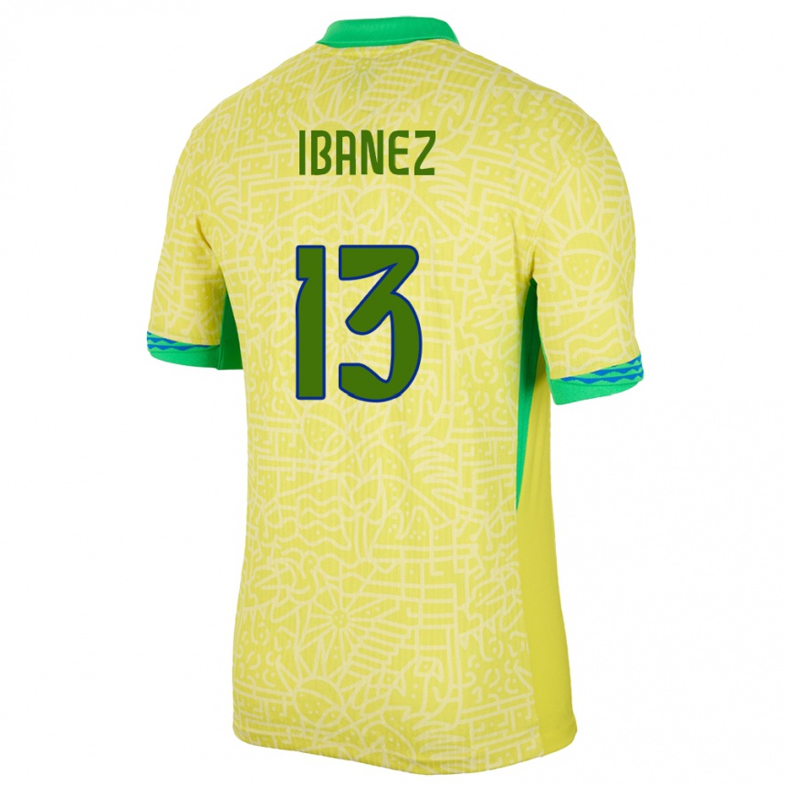 Hombre Fútbol Camiseta Brasil Roger Ibanez #13 Amarillo 1ª Equipación 24-26